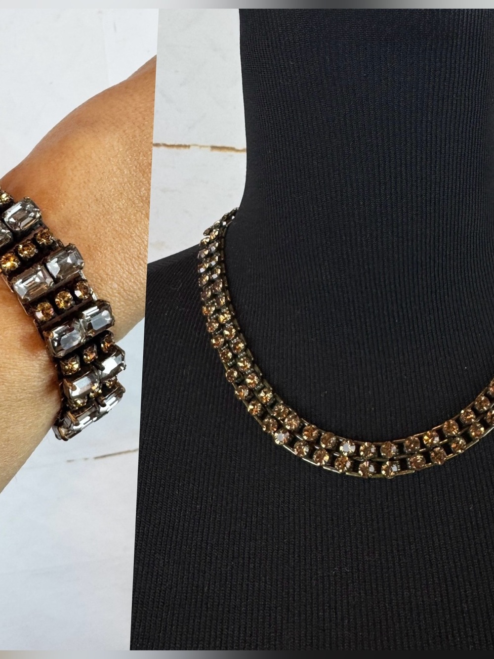 J. Crew | 2-Piece Rhinestone Bracelet and Necklace Set